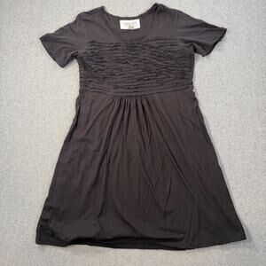 WHITEWASH Brand Short Sleeve T-Shirt Dress Women's Large Black Pleated Cotton
